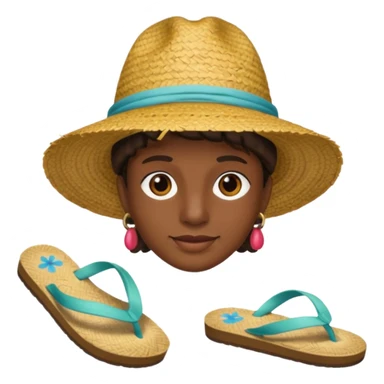 Visage.  Créole réunionnais ti jean chapeau paille savate  au pieds  sticker