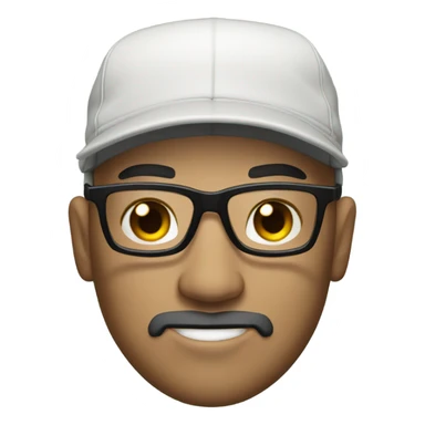 bald man in baseball cap with black beard and glasses sticker