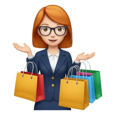 ginger woman with glasses holding shopping bags sticker