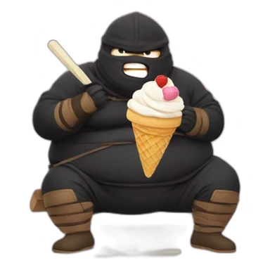 fat ninja eat icecream sticker