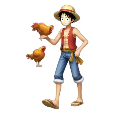 Luffy qui mange une cuisse de poulet sticker