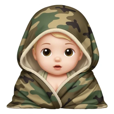 Little baby girl wrapped in a camo blanket  sticker