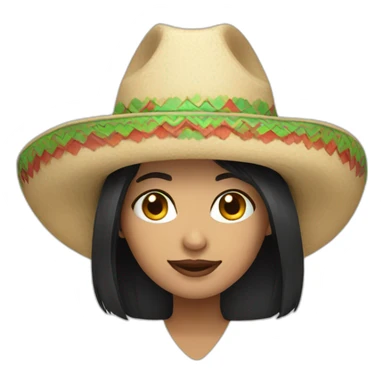 White Black hair woman with mexican hat sticker