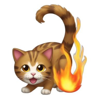 Cat with a flaming tail sticker