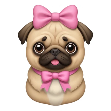 Pug con moños rosas  sticker
