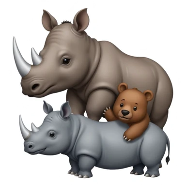 Rhino holding a bear over its head sticker