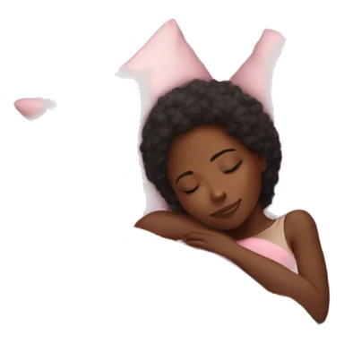 black girl sleeping on her side with a pink blanket  sticker