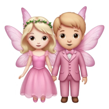 Teddy and fairy as a couple fairy in pink dress sticker