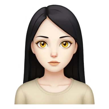 woman with black straight hair, very pale skin, yellow amber eyes sticker