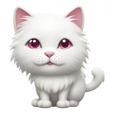 white cat with pink hearts sticker