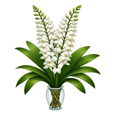 super big bouquet white Rhynchostylis Orchid, stem, leaf sticker