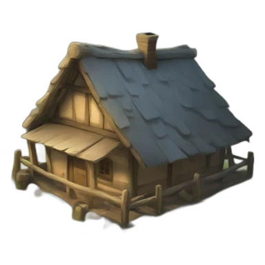 mysterious village with few wood cabins sticker
