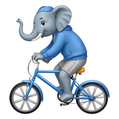 Elephant on a bike wearing blue hoodie sticker