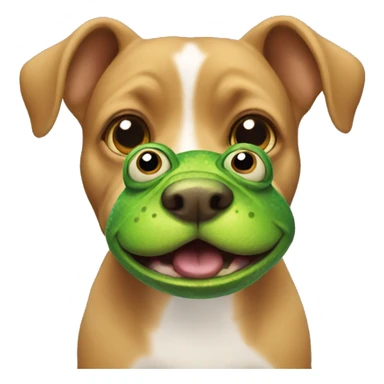 Dog with frog head sticker