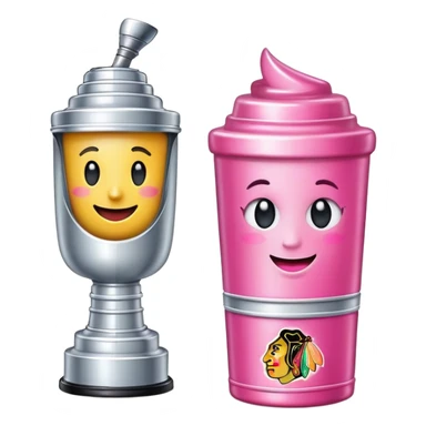 happy emoji with sparkly lip gloss next to a Stanley cup sticker
