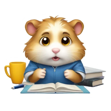 University hamster student, Study hard, lots of assignment deadline, tired, study at Night, using computer  sticker