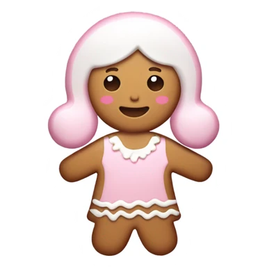 gingerbread cookie in the shape of a girl with light pink and white icing sticker