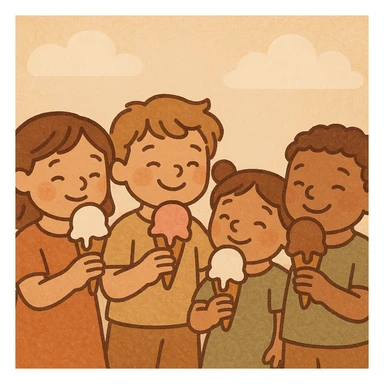 happy children with melting ice cream cones sticker