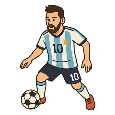 flat toon style Messi dribbling a soccer ball sticker