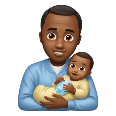 Sean “Diddy” Combs with baby oil and a very small infant and he’s pouring the baby oil on the baby and they have a scared face they’re really scared while diddy is happy sticker