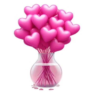10000000 huge pink hearts on stems in a clear glass vase sticker