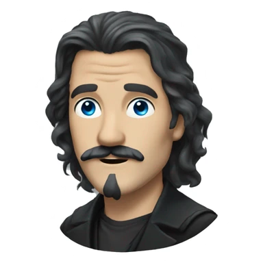 Sirius Black - black long hair, black mustache, blue eyes,  sticker