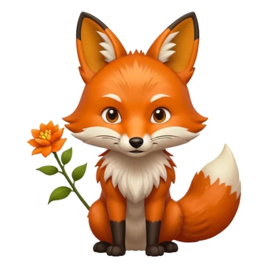 stojący z kwiatkiem lisek który jest wściekły  sticker