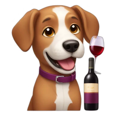 dog drinking wine sticker