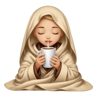 Light skin girl inside a blanket sipping coffee eyes closed sticker