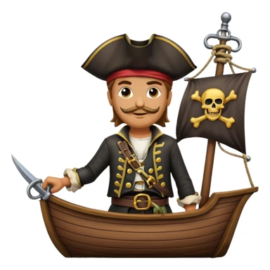 create an emoji of pirate capitan on the bow of the ship in epic posture, pirate style sticker