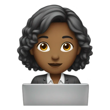 young office woman working behind laptop sticker