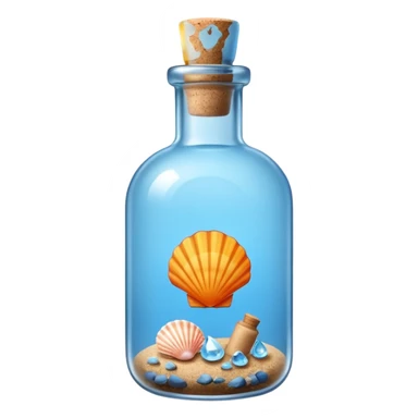 A Message Bottle, blue, shell inside sticker