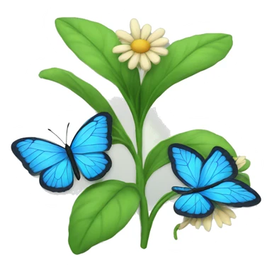 blue butterfly and flower sticker