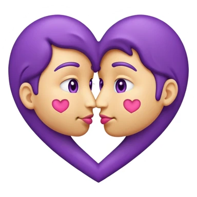 kissing emoji but a purple heart instead of red sticker