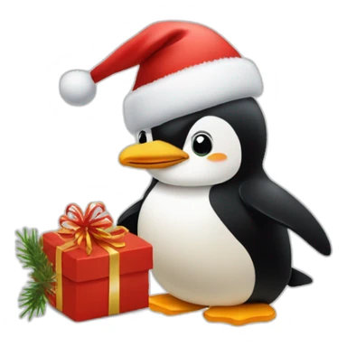 Pinguin mit einem Weihnachtsmarkt hut sticker