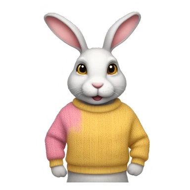 Rabbit wearing sweater yellow pink sticker