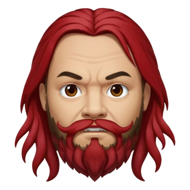 Max Cavalera with dark red long hair, light skin sticker