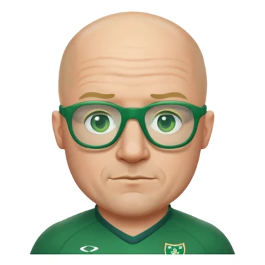 irish rugby player with no hair and green glasses sticker