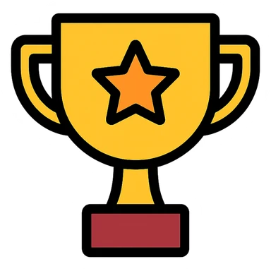 trophy color icon with a star on the cup sticker