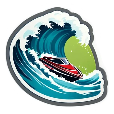 sport boat over wave sticker