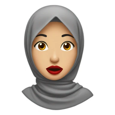 Malay women wearing grey hijab with red lipstick with shocked face sticker