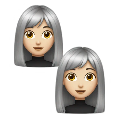 white girl black hair bangs sticker