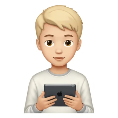 teen boy playing with a tablet sticker