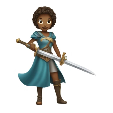 a girl using a sword, dressed like a fairytale sticker