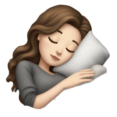 White girl brown hair sleeping with dark grey kitty sticker