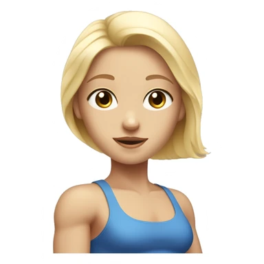 skin care, blonde girl with Blue Eyes and Muscles, half body sight sticker
