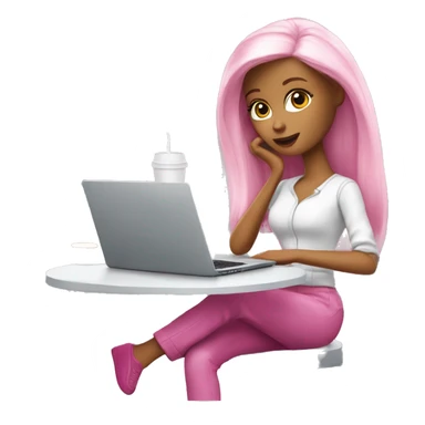 tired barbie with laptop drinking a lot of coffee sticker