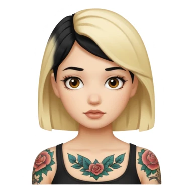 Tattooed black and blonde haired girl sticker