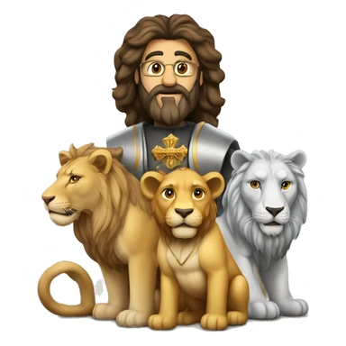 iglesia con 2 leones a su arrededor sticker