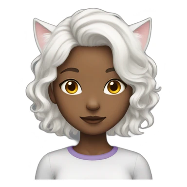 Girl with white hair, cat ears, and heterochromia sticker